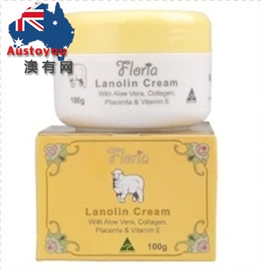 【澳洲直邮】Floria绵羊油 芦荟胶原蛋白 维他命E（黄色） 100g