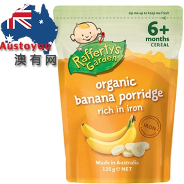【超市代购】Rafferty's Garden婴儿宝宝香蕉燕麦有机高铁米粉米糊6+ 125g