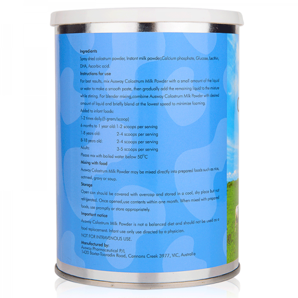 【融化不赔】【澳洲直邮】 Ausway澳斯维优质牛初乳粉+DHA 500g