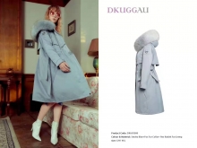 【国内发货】DKAU3008 皮草 雾霾蓝色外壳+蓝白渐进色狐狸领+蓝色獭兔毛内胆（详情咨询客服有惊喜）