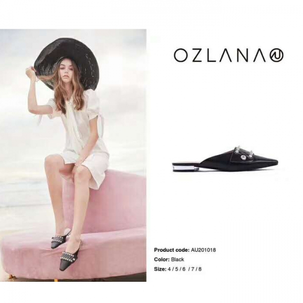 【国内发货】AU201018 珍珠平底穆勒鞋